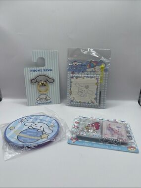 Cinnamoroll Phone Ring + Stationery Set - Blue & Pastel 4 piece